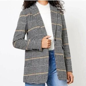LOFT Modern Oversized Houndstooth Plaid Blazer - Size 12